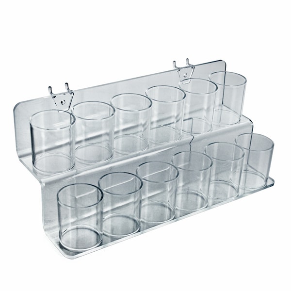 2 Tier Cup Display for Pegboard, Slatwall, or Counter